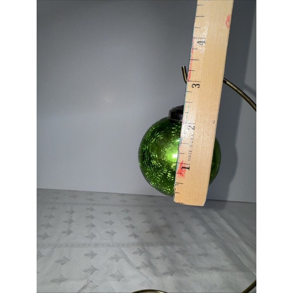 Vintage Kugel Style Green Crackle Glass Christmas Ornament 4" Heavy - Picture 5 of 5